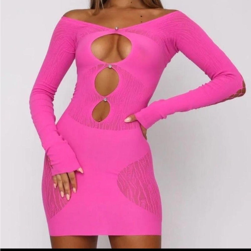 White Fox Pink Off-Shoulder Dress